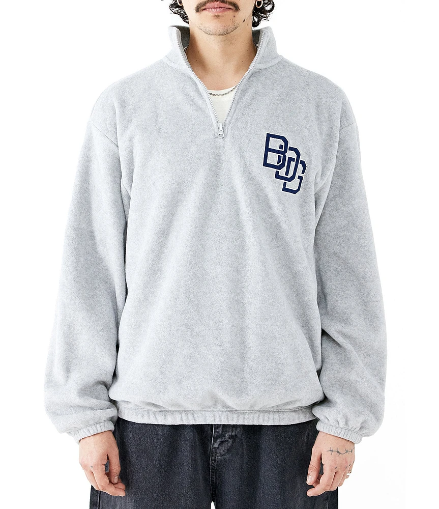 BDG Urban Outfitters Badge Fleece Long Sleeve Quarter Zip Pullover