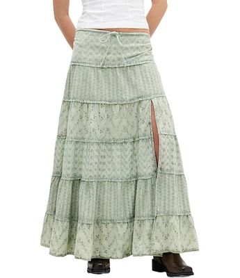 BDG Urban Outfitters Broderie Tiered Eyelet Maxi Skirt
