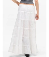 BDG Urban Outfitters Broderie Tiered Eyelet Maxi Skirt