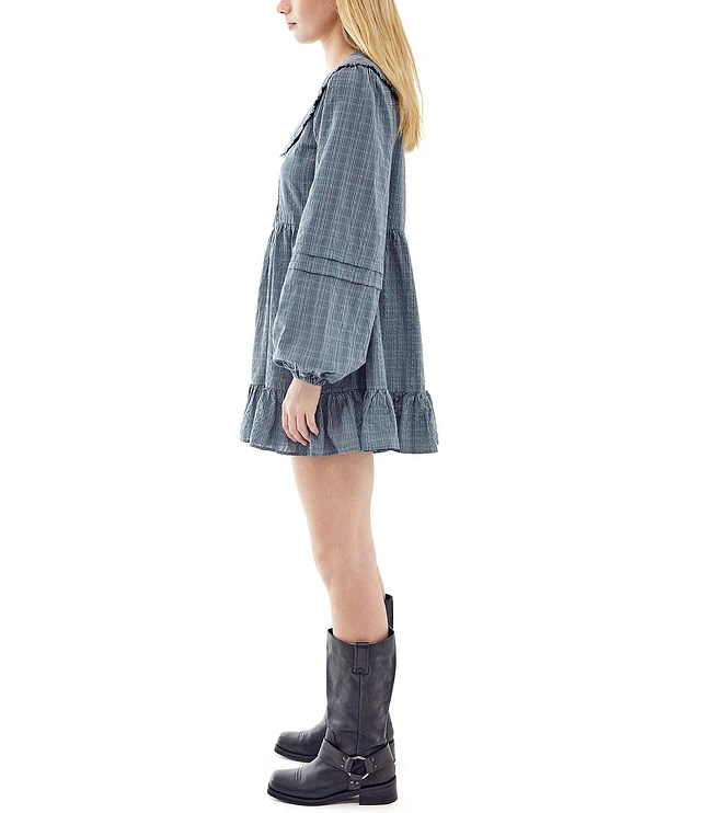 BDG Urban Outfitters Check Printed Collar Long Sleeve Dress | Liberty Center