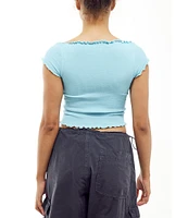 BDG Urban Outfitters Elsie Cap Sleeve Lettuce Edge Crop Top