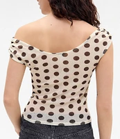 BDG Urban Outfitters Fia Spot Short Sleeve Off-The-Shoulder Top