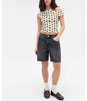 BDG Urban Outfitters Fia Spot Short Sleeve Off-The-Shoulder Top