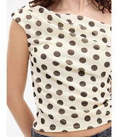 BDG Urban Outfitters Fia Spot Short Sleeve Off-The-Shoulder Top