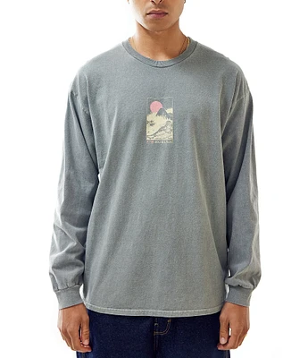 BDG Urban Outfitters Hokusai Motif Long Sleeve Graphic T-Shirt