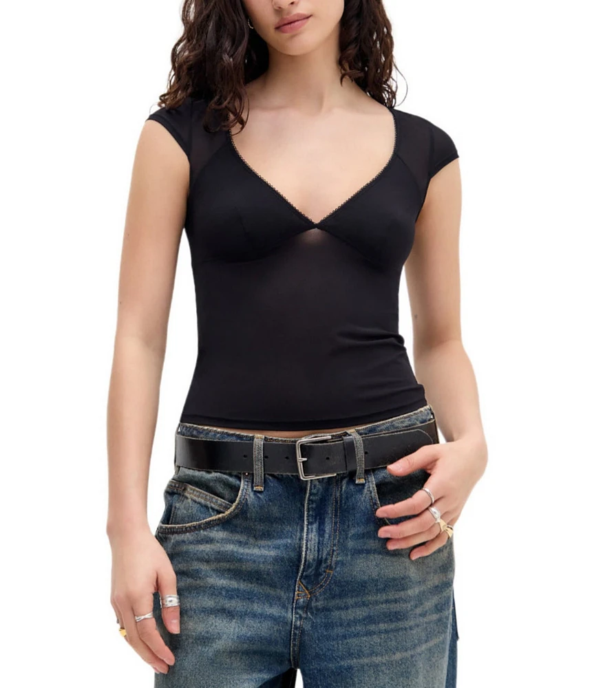 BDG Urban Outfitters Je Taime Cap Sleeve Top