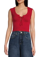 BDG Urban Outfitters Knockout Cap Sleeve Lace-Up Front Crop Top