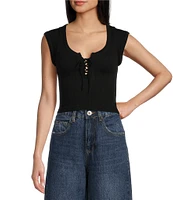 BDG Urban Outfitters Knockout Cap Sleeve Lace-Up Front Crop Top