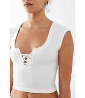 BDG Urban Outfitters Knockout Cap Sleeve Lace-Up Front Crop Top