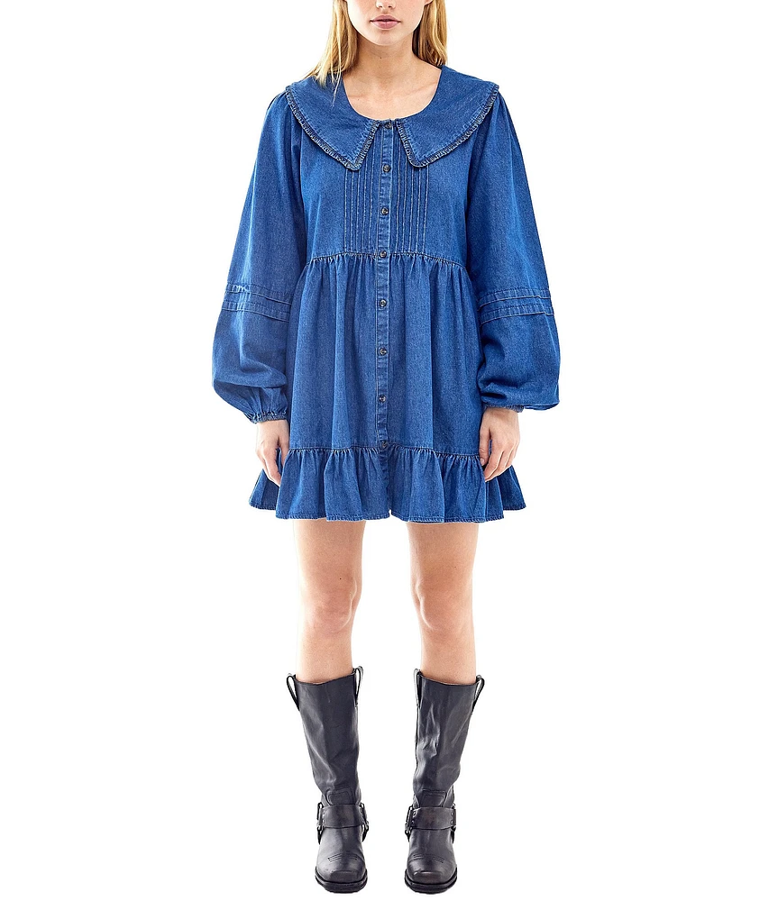 BDG Urban Outfitters Long Sleeve Button Front Denim Collar Dress