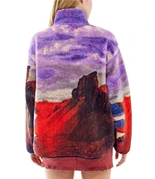 BDG Urban Outfitters Long Sleeve Landscape Printed Fleece Jacket