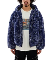 BDG Urban Outfitters Long Sleeve Paisley Fleece Hooded Jacket