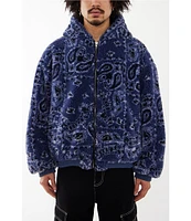 BDG Urban Outfitters Long Sleeve Paisley Fleece Hooded Jacket