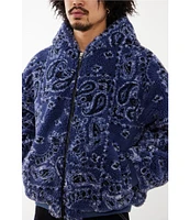 BDG Urban Outfitters Long Sleeve Paisley Fleece Hooded Jacket