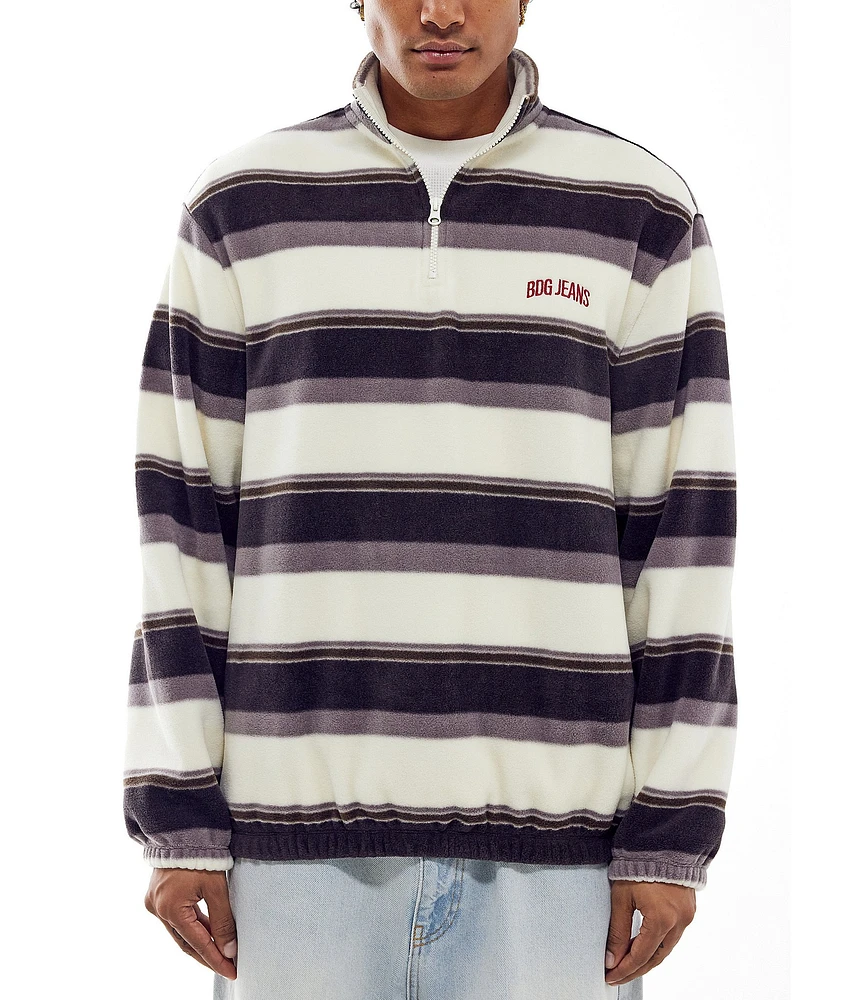 BDG Urban Outfitters Long Sleeve Striped Fleece Quarter Zip Pullover