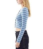 BDG Urban Outfitters Long Sleeve Striped Pointelle Cardigan