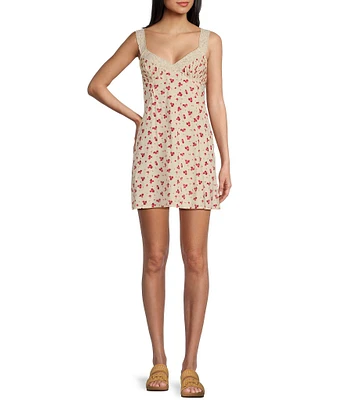 BDG Urban Outfitters Luna Ditsy Floral Printed Sleeveless Mini Slip Dress