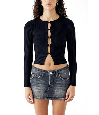 BDG Urban Outfitters Peyton Long Sleeve Button-Front Cut-Out Top