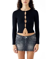 BDG Urban Outfitters Peyton Long Sleeve Button-Front Cut-Out Top