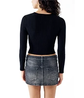 BDG Urban Outfitters Peyton Long Sleeve Button-Front Cut-Out Top