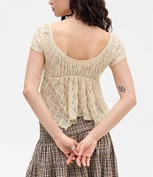 BDG Urban Outfitters Piper Lace Cap Sleeve Blouse