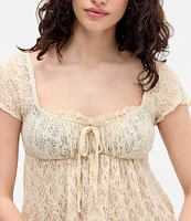 BDG Urban Outfitters Piper Lace Cap Sleeve Blouse