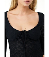 BDG Urban Outfitters Quinn Illusion-Lace Tie-Front-Detail Top