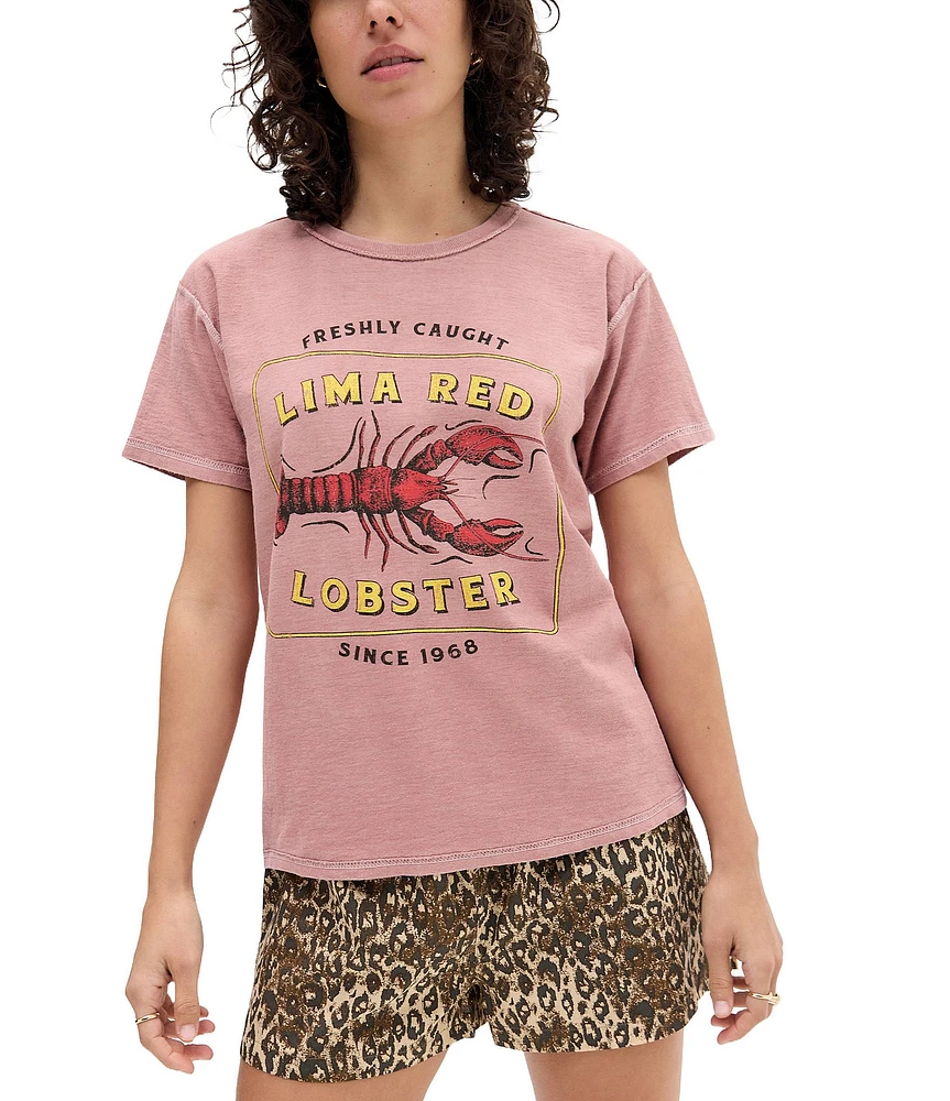 BDG Urban Outfitters Relaxed Fit Lobster Screenprinted Short Sleeve T-Baby Shirt