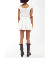 BDG Urban Outfitters Rosie Prairie Cap Sleeve Smocked Waist Romper