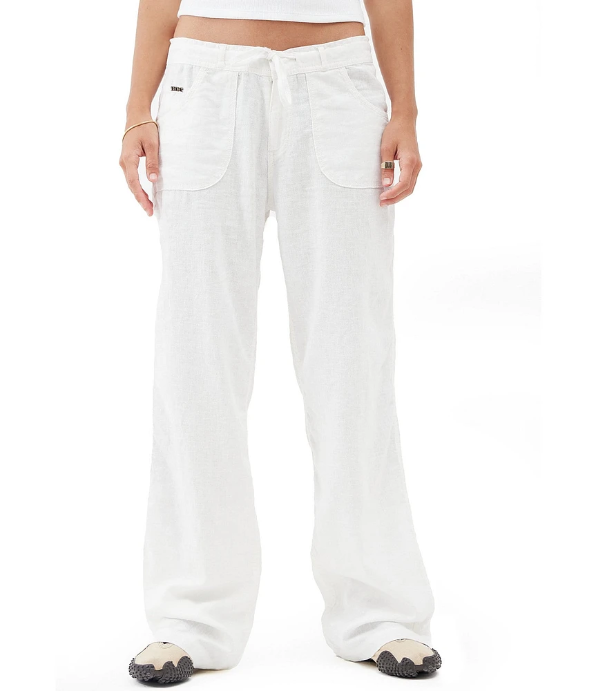 BDG Urban Outfitters Solid Mid Rise Linen 5-Pocket Pants