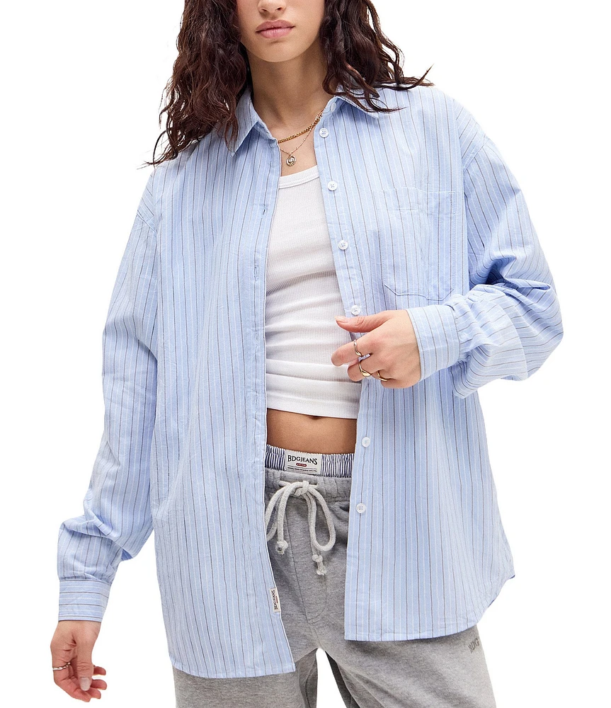BDG Urban Outfitters Striped Long Sleeve Poplin Shirt