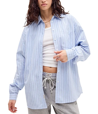 BDG Urban Outfitters Striped Long Sleeve Poplin Shirt
