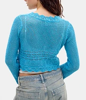 BDG Urban Outfitters Tie Front Long Sleeve Crocheted Cardigan