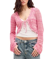 BDG Urban Outfitters Tie Front Long Sleeve Crocheted Cardigan