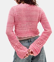BDG Urban Outfitters Tie Front Long Sleeve Crocheted Cardigan
