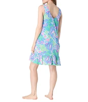 Beach House Anna Texture Pique V-Neck Ruffle Hem Swim Cover-Up Dress