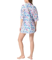 Beach House Harper Point Collar Drop Sleeves Button Front Shirt Swim Cover-Up