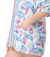 Beach House Harper Point Collar Drop Sleeves Button Front Shirt Swim Cover-Up