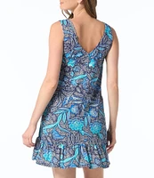 Beach House Samoan Floral Anna V-Neck Ruffle Hem Swim Cover-Up Dress