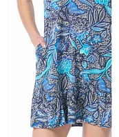 Beach House Samoan Floral Anna V-Neck Ruffle Hem Swim Cover-Up Dress