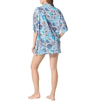 Beach House Samoan Floral Harper Button Front Shirt Swim Cover-Up