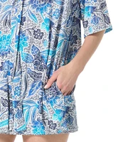 Beach House Samoan Floral Harper Button Front Shirt Swim Cover-Up