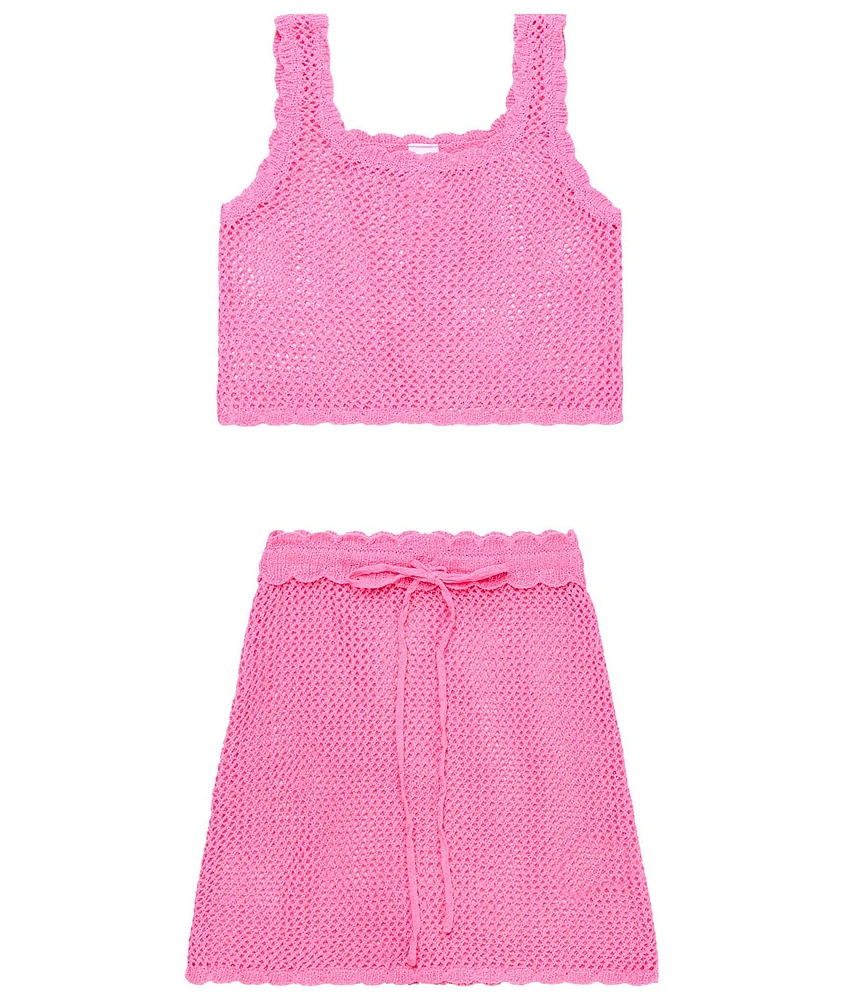 Beach Lingo Big Girls 7-16 Crochet Cover-Up Tank And Skirt 2-Piece Set