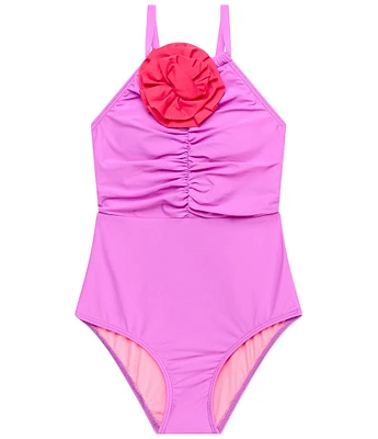 Beach Lingo Big Girls 7-16 Halter Rosette Trend One-Piece Swimsuit