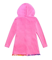 Beach Lingo Little Girls 2T-7 Little Girls Rainbow Pom Pom Trim Hooded Coverup