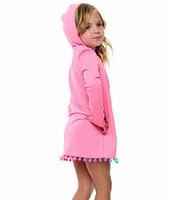 Beach Lingo Little Girls 2T-7 Little Girls Rainbow Pom Pom Trim Hooded Coverup