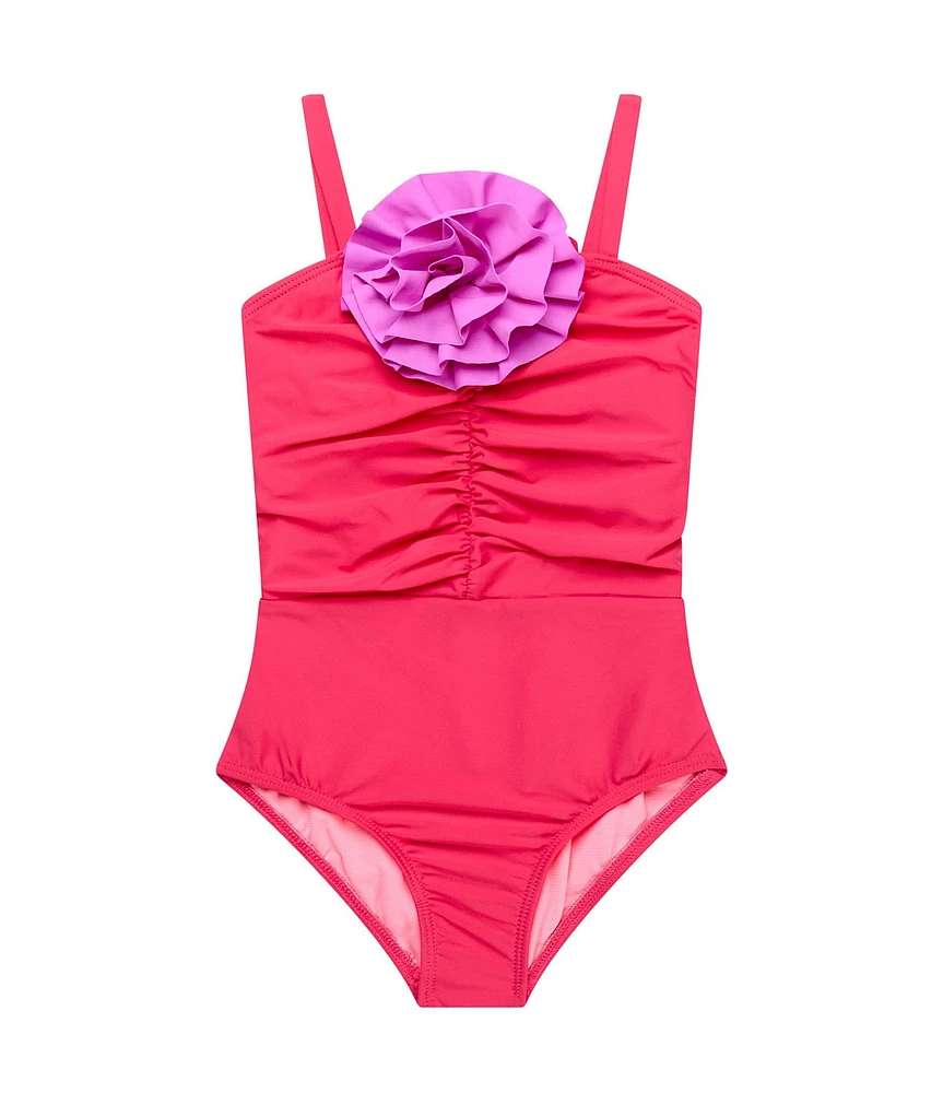 Beach Lingo Little Girls 2T-7 Sleeveless Rosette Trend One-Piece Swimsuit