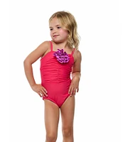 Beach Lingo Little Girls 2T-7 Sleeveless Rosette Trend One-Piece Swimsuit