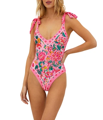 Beach Riot Floral Tie Shoulder Akira One Piece Swimsuit