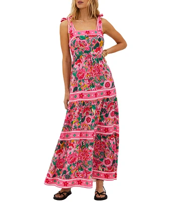 Beach Riot Floral Tie Shoulder Charlotte Swim Cover-Up Maxi Dress